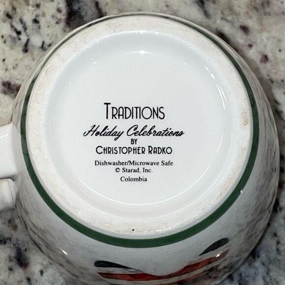 Set of 2 Traditions Holiday Celebrations by Christopher Radko Santa Cup/Mug - Picture 7 of 7